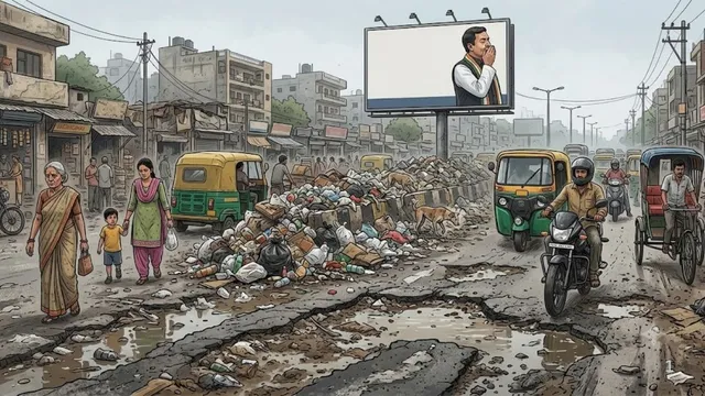 मयूर विहार फेज-3 में बदहाल सड़कें और कूड़े से पटे डिवाइडर, स्थानीय लोगों ने उठाए सवाल